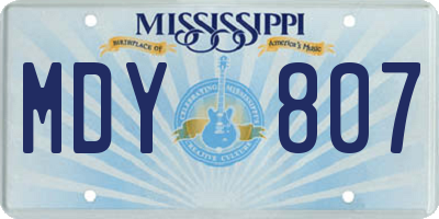 MS license plate MDY807