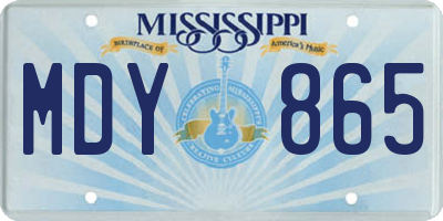 MS license plate MDY865