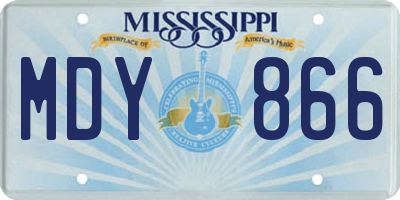 MS license plate MDY866