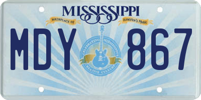 MS license plate MDY867