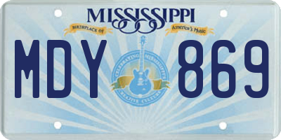 MS license plate MDY869