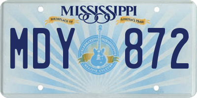 MS license plate MDY872