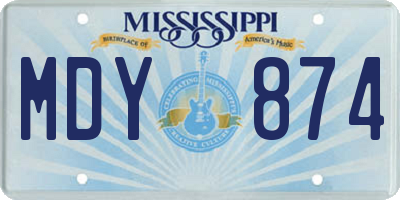 MS license plate MDY874