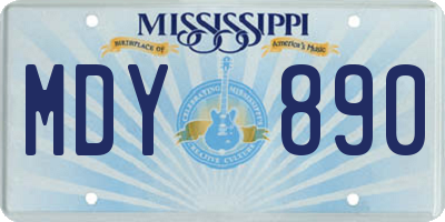MS license plate MDY890