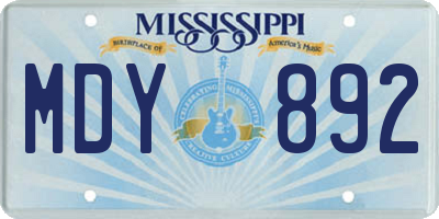 MS license plate MDY892