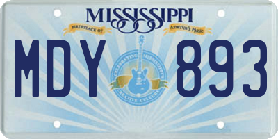 MS license plate MDY893
