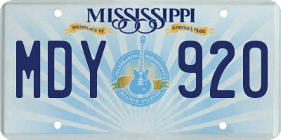 MS license plate MDY920