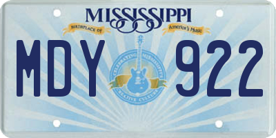 MS license plate MDY922