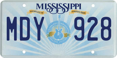 MS license plate MDY928