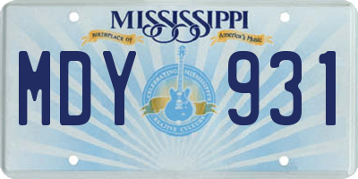 MS license plate MDY931