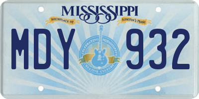 MS license plate MDY932