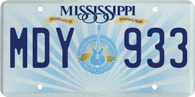 MS license plate MDY933