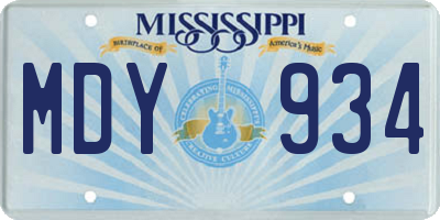 MS license plate MDY934