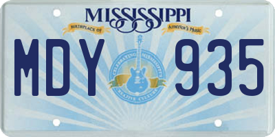 MS license plate MDY935