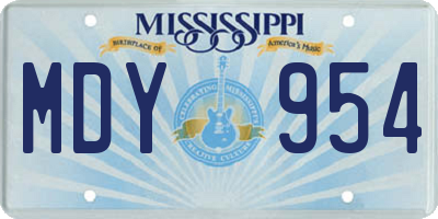 MS license plate MDY954