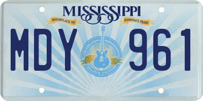 MS license plate MDY961
