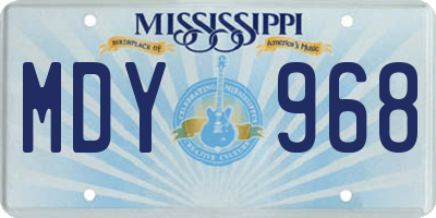 MS license plate MDY968
