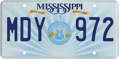 MS license plate MDY972