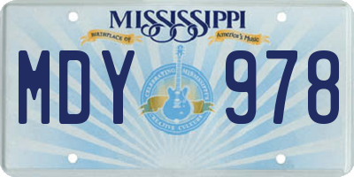 MS license plate MDY978