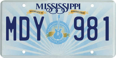 MS license plate MDY981