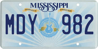 MS license plate MDY982