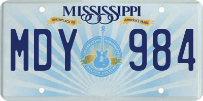 MS license plate MDY984