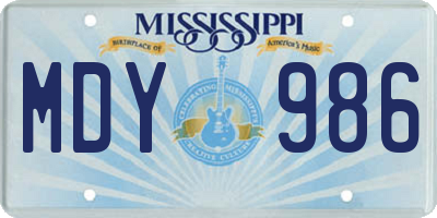 MS license plate MDY986