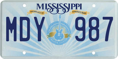 MS license plate MDY987