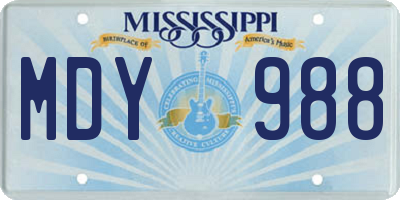 MS license plate MDY988