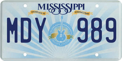 MS license plate MDY989