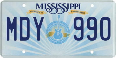 MS license plate MDY990