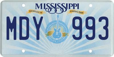 MS license plate MDY993