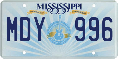 MS license plate MDY996