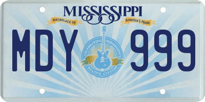MS license plate MDY999