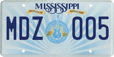 MS license plate MDZ005