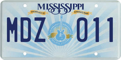 MS license plate MDZ011
