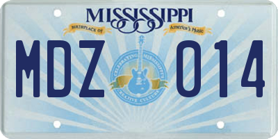 MS license plate MDZ014