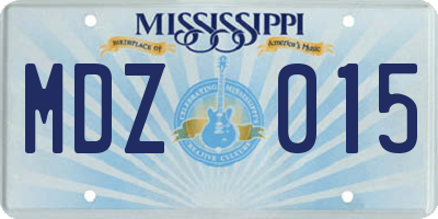 MS license plate MDZ015