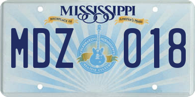 MS license plate MDZ018