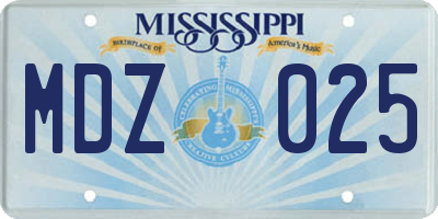 MS license plate MDZ025