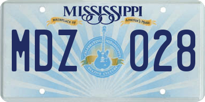 MS license plate MDZ028