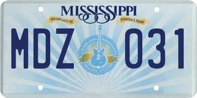 MS license plate MDZ031