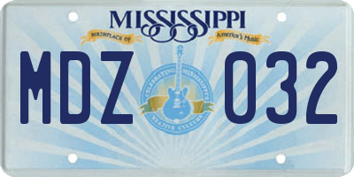 MS license plate MDZ032