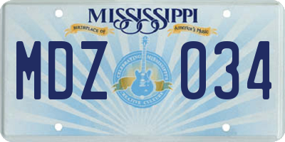 MS license plate MDZ034