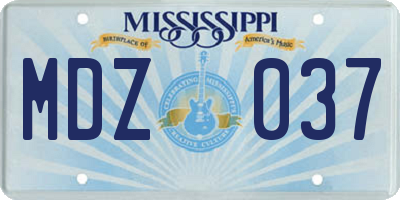 MS license plate MDZ037