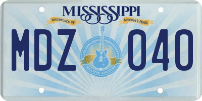 MS license plate MDZ040