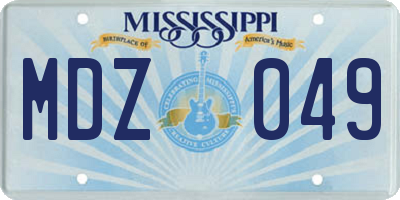 MS license plate MDZ049