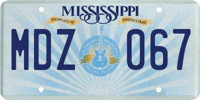 MS license plate MDZ067