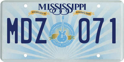 MS license plate MDZ071