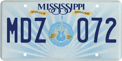 MS license plate MDZ072